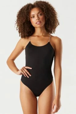 Stitches Ladies Rhinestone Strap Bodysuit