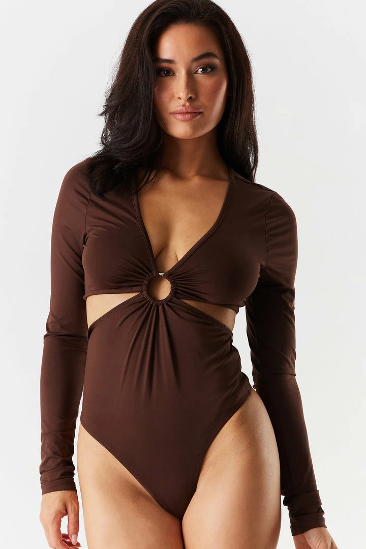 Stitches Ladies V-Neck O-Ring Cut-Out Bodysuit 2 Stitches Ladies V-Neck O-Ring Cut-Out Bodysuit