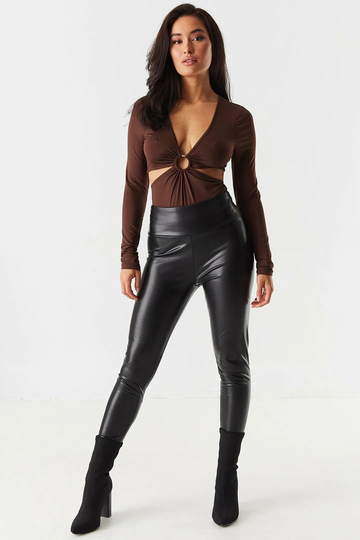 Stitches Ladies V-Neck O-Ring Cut-Out Bodysuit 5 Stitches Ladies V-Neck O-Ring Cut-Out Bodysuit