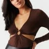 Stitches Ladies V-Neck O-Ring Cut-Out Bodysuit