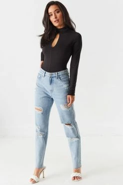 Stitches Ladies Mock Neck Cut-Out Bodysuit 19 Stitches Ladies Mock Neck Cut-Out Bodysuit