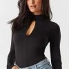 Stitches Ladies Mock Neck Cut-Out Bodysuit