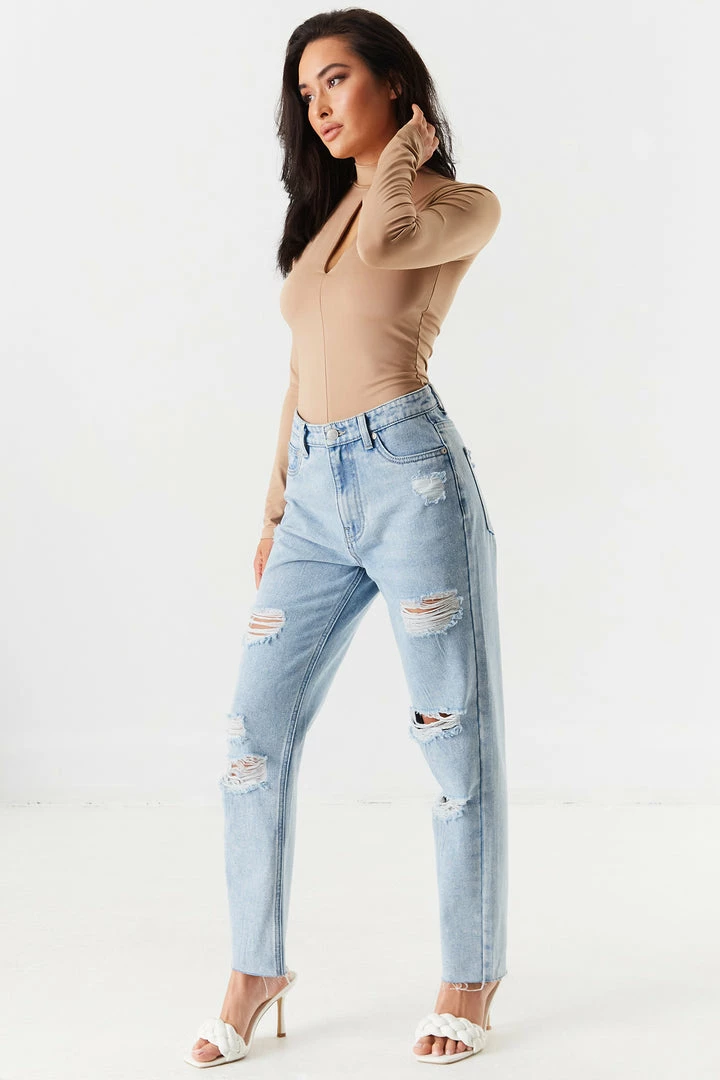 Stitches Ladies Mock Neck Cut-Out Bodysuit 10 Stitches Ladies Mock Neck Cut-Out Bodysuit