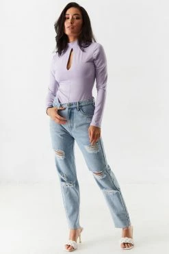 Stitches Ladies Mock Neck Cut-Out Bodysuit 29 Stitches Ladies Mock Neck Cut-Out Bodysuit