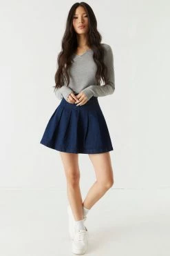 Stitches Ladies Tops Ribbed Notched Neck Long Sleeve Top