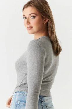 Stitches Ladies Tops Ribbed Long Sleeve Cropped Top