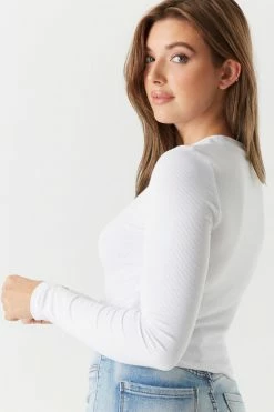 Stitches Ladies Tops Ribbed Long Sleeve Cropped Top