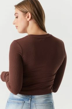 Stitches Ladies Tops Ribbed Long Sleeve Cropped Top