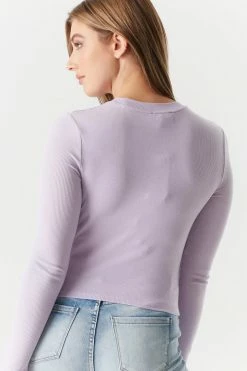 Stitches Ladies Tops Ribbed Long Sleeve Cropped Top