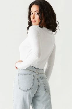 Stitches Ladies Tops Ribbed V-Neck Lettuce Trim Cardigan 25 Stitches Ladies Tops Ribbed V-Neck Lettuce Trim Cardigan