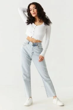 Stitches Ladies Tops Ribbed V-Neck Lettuce Trim Cardigan 26 Stitches Ladies Tops Ribbed V-Neck Lettuce Trim Cardigan