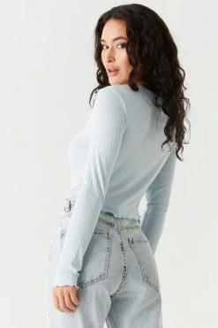 Stitches Ladies Tops Ribbed V-Neck Lettuce Trim Cardigan 31 Stitches Ladies Tops Ribbed V-Neck Lettuce Trim Cardigan