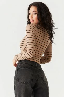 Stitches Ladies Soft Striped Ribbed Cropped Cardigan