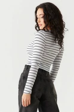 Stitches Ladies Soft Striped Ribbed Cropped Cardigan 10 Stitches Ladies Soft Striped Ribbed Cropped Cardigan