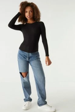 Stitches Ladies Soft Ribbed Long Sleeve Top