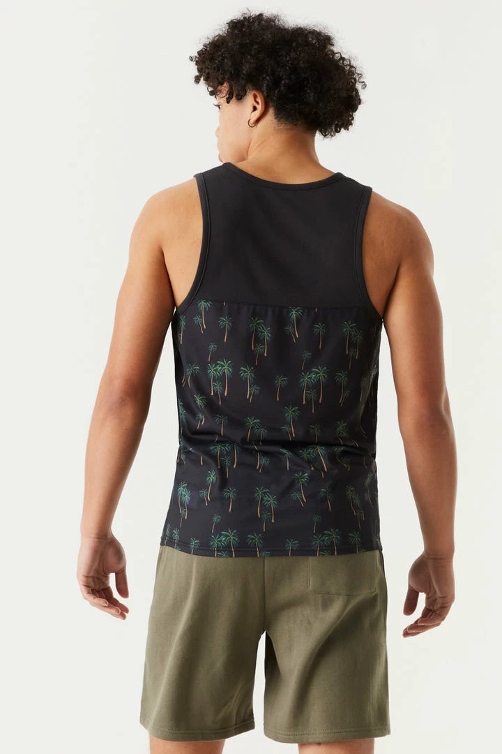 Mens Palm Tree Print Colour Block Tank Top Tops 2 Mens Palm Tree Print Colour Block Tank Top Tops