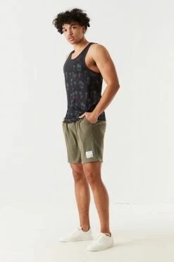 Mens Palm Tree Print Colour Block Tank Top Tops 6 Mens Palm Tree Print Colour Block Tank Top Tops