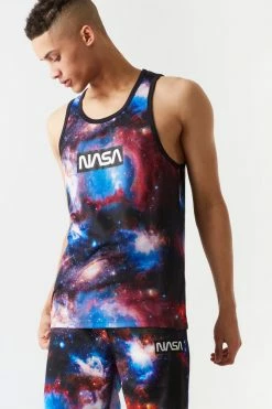 Mens Galaxy Print NASA Graphic Tank Top
