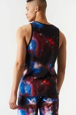 Mens Galaxy Print NASA Graphic Tank Top