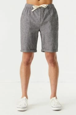 Mens Online Exclusive Eco-Friendly Linen Zip Drawstring Short