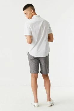 Mens Online Exclusive Eco-Friendly Linen Zip Drawstring Short