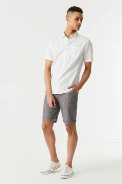 Mens Online Exclusive Eco-Friendly Linen Zip Drawstring Short