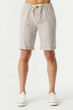 Mens Online Exclusive Eco-Friendly Linen Zip Drawstring Short