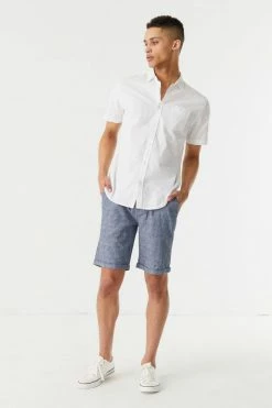 Mens Online Exclusive Eco-Friendly Linen Zip Drawstring Short