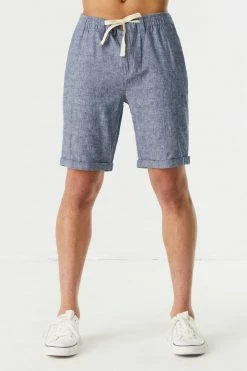 Mens Online Exclusive Eco-Friendly Linen Zip Drawstring Short