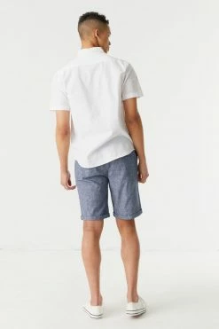 Mens Online Exclusive Eco-Friendly Linen Zip Drawstring Short