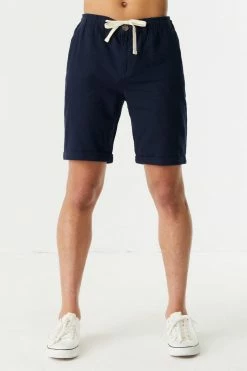 Mens Online Exclusive Eco-Friendly Linen Zip Drawstring Short