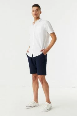 Mens Online Exclusive Eco-Friendly Linen Zip Drawstring Short