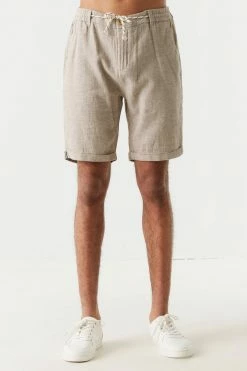Mens Linen Self-Tie Drawstring Short