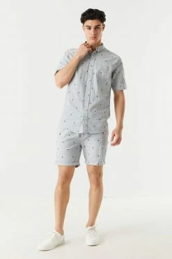 Mens Eco-Friendly Ditsy Palm Tree Print Pull-On Short Online Exclusive