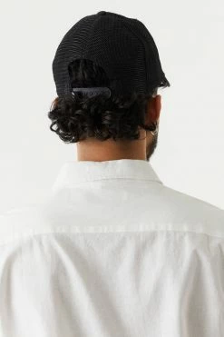 Mens Online Exclusive Palm Tree Print Real Awesome Graphic Trucker Hat