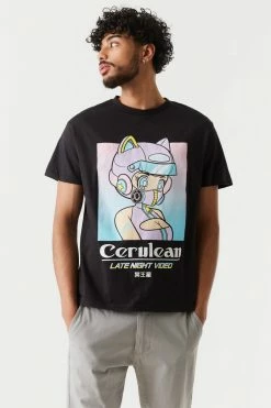 Mens Cerulean Cat Lady Graphic T-Shirt Online Exclusive