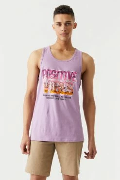 Mens Positive Vibes Graphic Tank Top