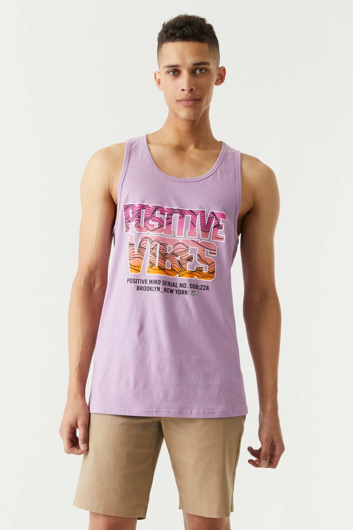 Mens Positive Vibes Graphic Tank Top 1 Mens Positive Vibes Graphic Tank Top