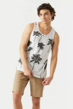 Mens Tops Faded Palm Tree Print Tank Top 18 Mens Tops Faded Palm Tree Print Tank Top