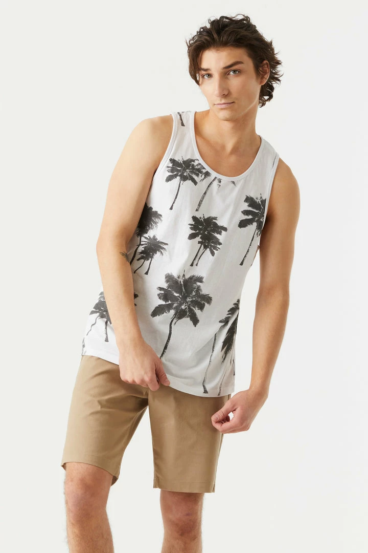 Mens Tops Faded Palm Tree Print Tank Top 4 Mens Tops Faded Palm Tree Print Tank Top