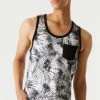 Mens Tie-Dye Palm Leaves Printed Tank Tops
