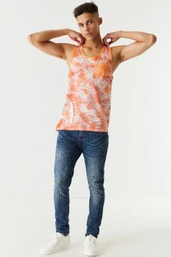 Mens Tie-Dye Palm Leaves Printed Tank Tops 17 Mens Tie-Dye Palm Leaves Printed Tank Tops