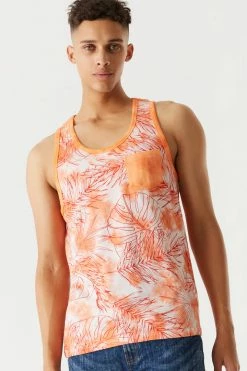 Mens Tie-Dye Palm Leaves Printed Tank Tops 15 Mens Tie-Dye Palm Leaves Printed Tank Tops