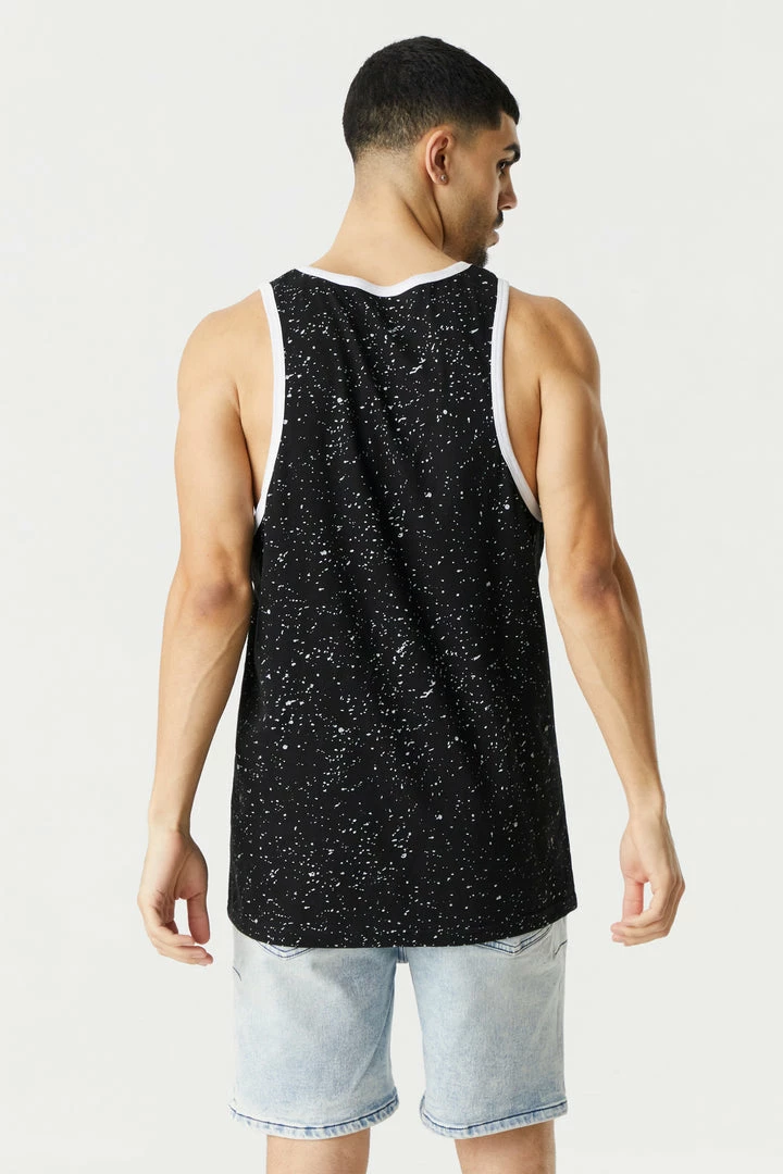 Mens Tops Splatter Print Chill Out Pocket Graphic Tank Top 3 Mens Tops Splatter Print Chill Out Pocket Graphic Tank Top