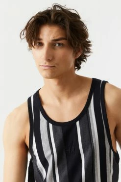 Mens Multi Tone Vertical Stripe Tank Top Tops