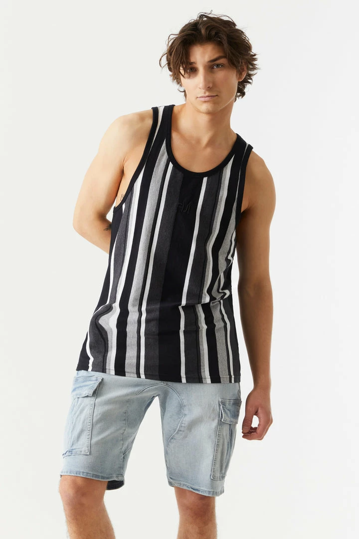 Mens Multi Tone Vertical Stripe Tank Top Tops 1 Mens Multi Tone Vertical Stripe Tank Top Tops