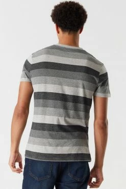 Mens Tops Striped V-Neck T-Shirt 13 Mens Tops Striped V-Neck T-Shirt