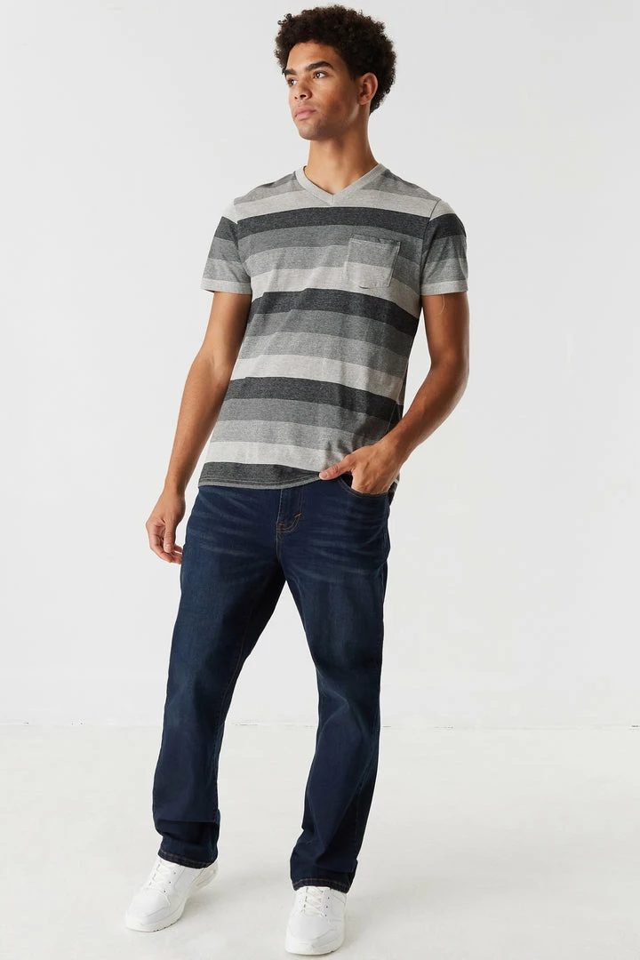 Mens Tops Striped V-Neck T-Shirt 6 Mens Tops Striped V-Neck T-Shirt