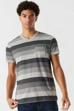 Mens Tops Striped V-Neck T-Shirt 12 Mens Tops Striped V-Neck T-Shirt