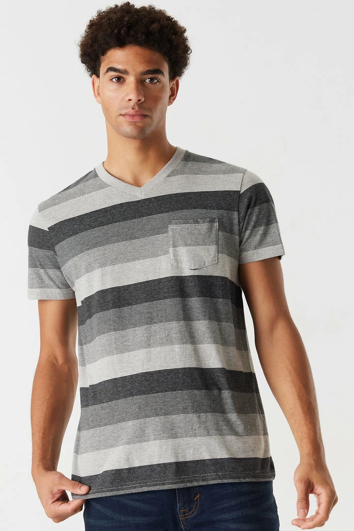 Mens Tops Striped V-Neck T-Shirt 4 Mens Tops Striped V-Neck T-Shirt